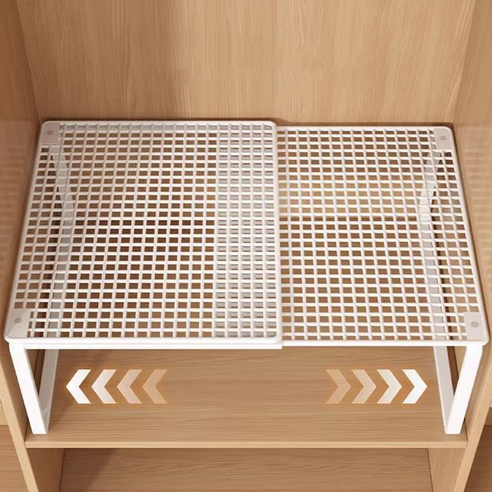 Expandable Carbon Steel Closet Shelf and Adjustable Storage Rack-White