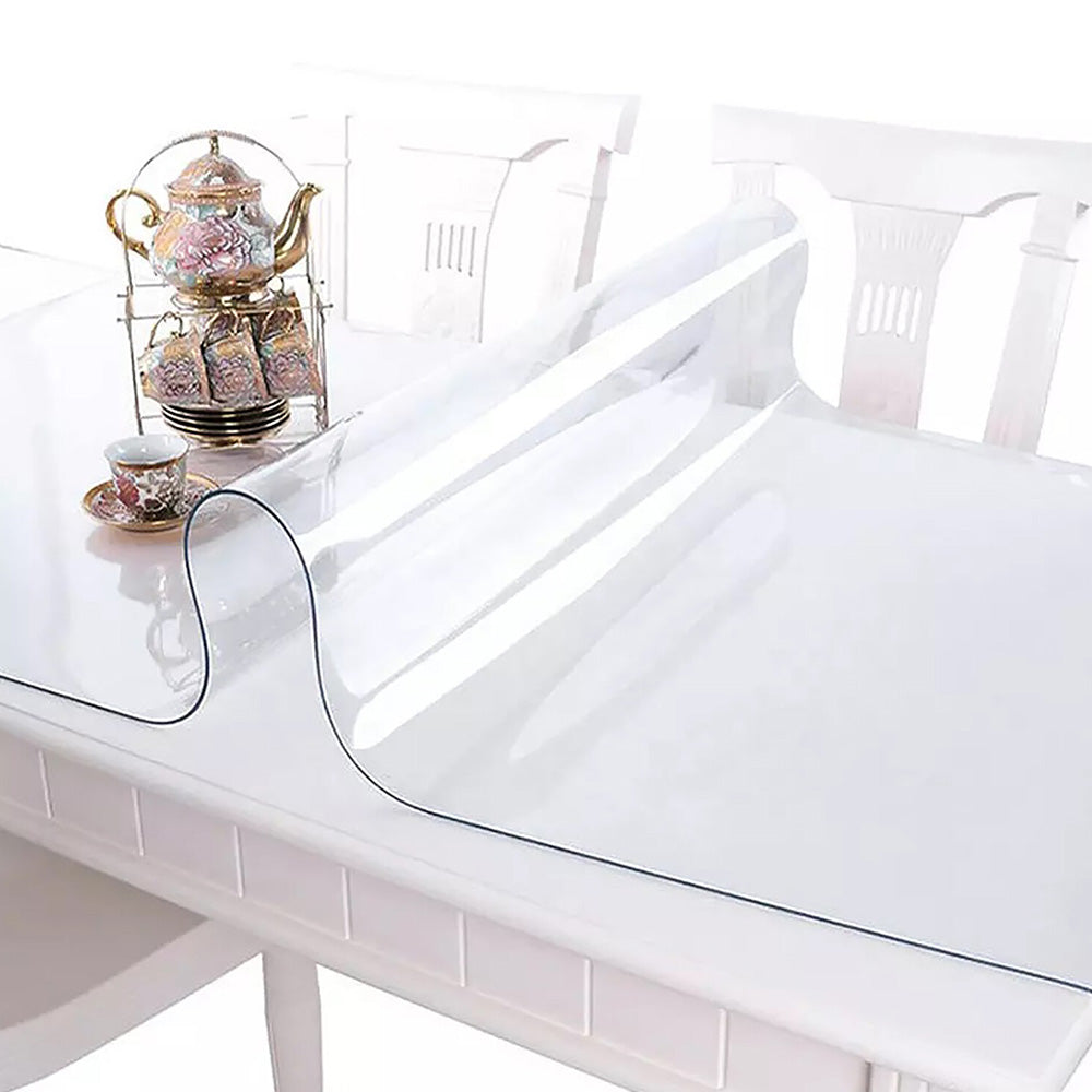 Clear PVC Tablecloth Protector Water-Resistant Oil-Proof Stain-Resistant Wipe Clean