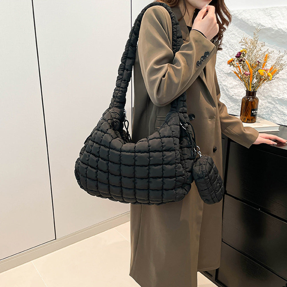 Puffer Tote Bag Quilted Puffy Crossbody Carryall Handbag