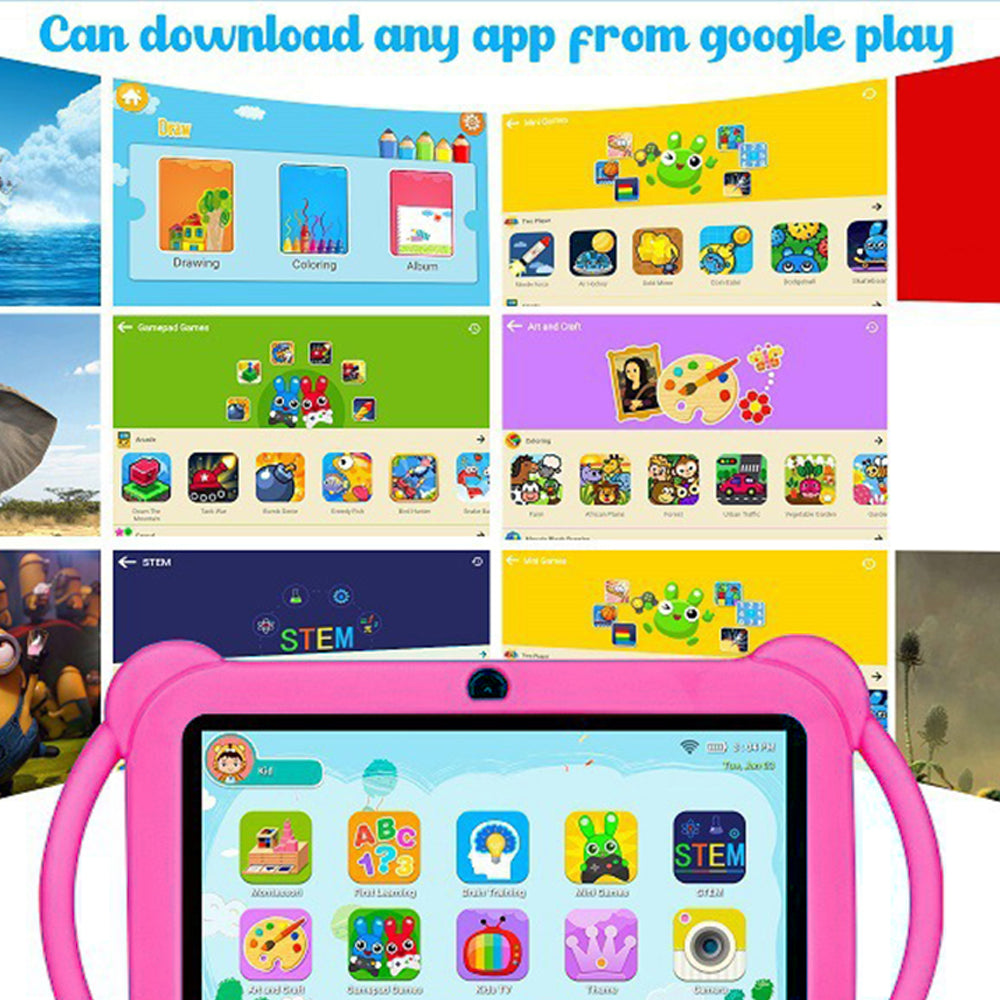 7 Inch Android Tablet Educational Toy with Handle Dual Camera Parental Control