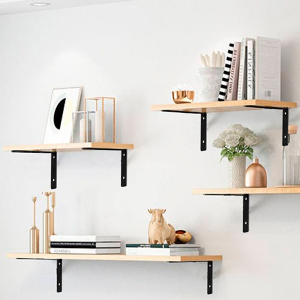 4 Pack 5mm Thick Black L Shelf Bracket Floating Shelf Supports with Screws