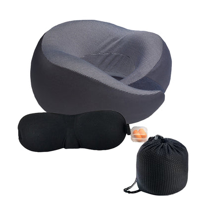 Travel Pillow Memory Foam Neck Pillow Set with Eye Mask Earplugs