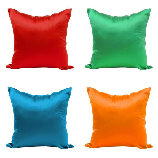 4Pcs Satin Pillowcase Satin Cooling Pillow Covers-Red Green Blue Orange