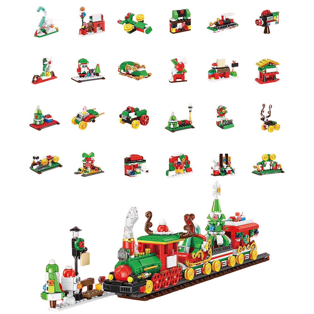 Advent Calendar Countdown Christmas Train Building Blocks Set Christmas Toy