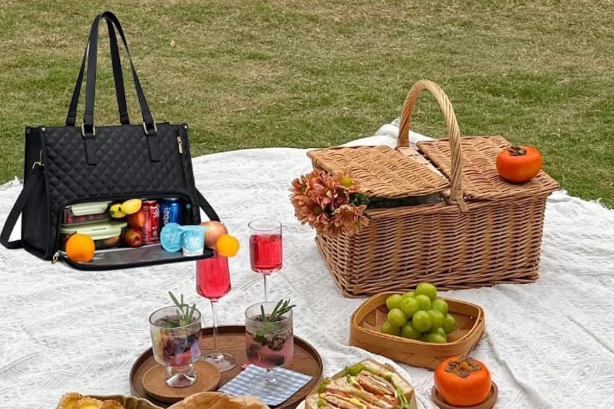 2-in-1 Tote Bag with Insulated Lunch Compartment and Wallet
