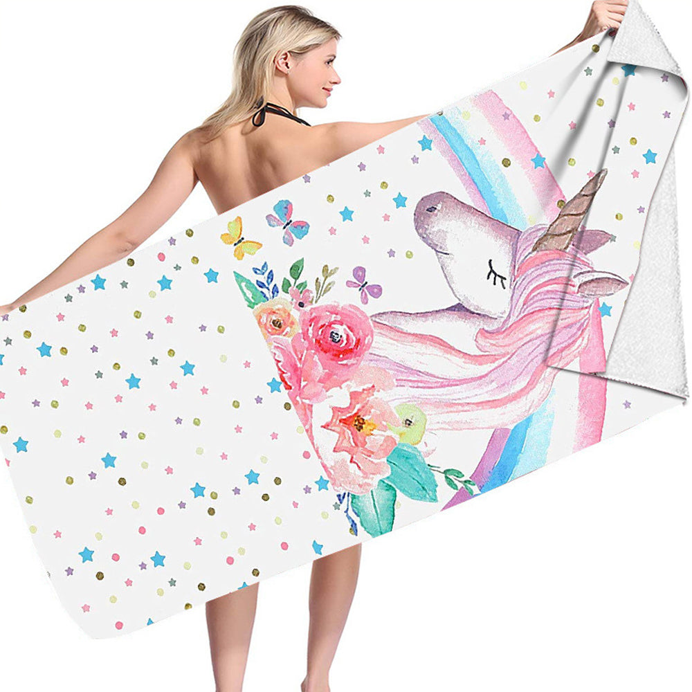 Unicorn Print Soft Microfiber Beach Towel