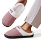 Indoor Non Slip Fuzzy Slippers for Women Warm Knitted House Shoes-Pink