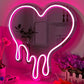 LED Heart Neon Mirror Dimmable Wedding Party Art Decor Night Light Mirror