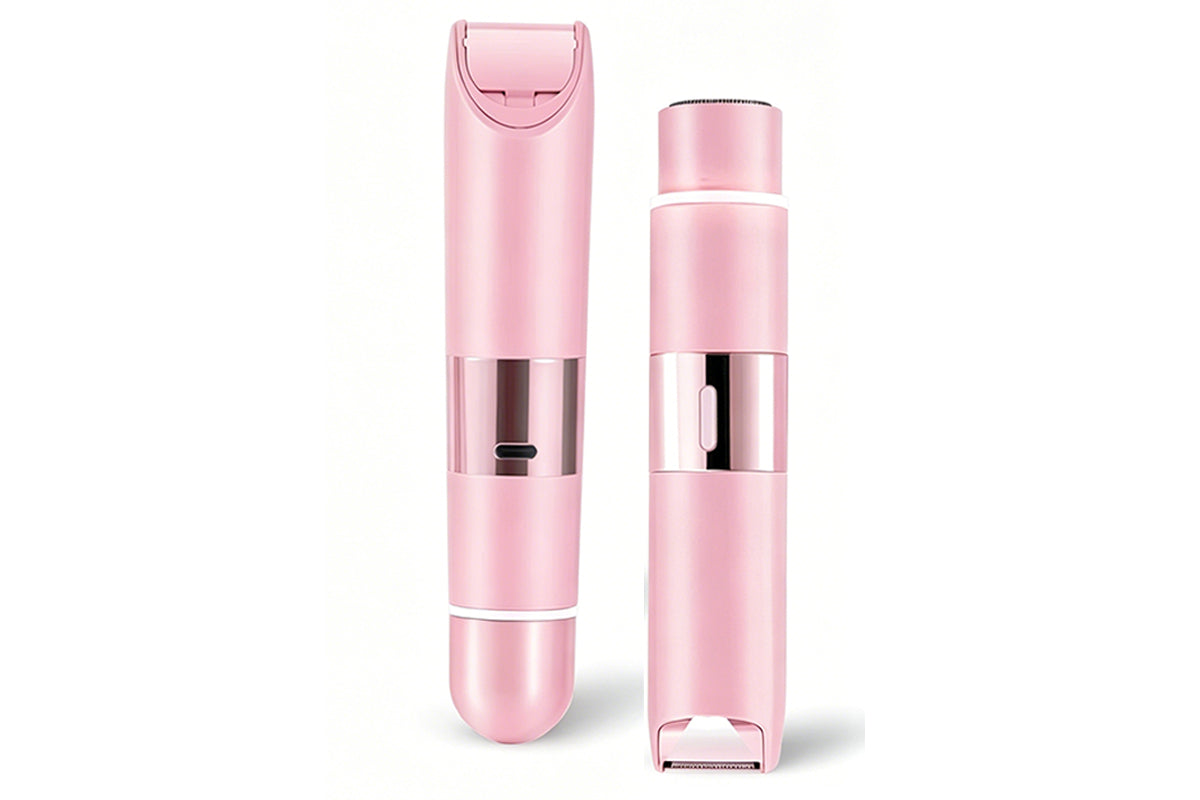 2-in-1 Women's Painless Electric Shaver with LED Light Guide Comb Rechargeable Hair Trimmer Wet & Dry Razor for Body