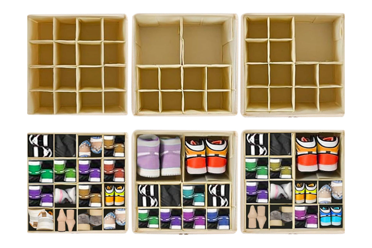 Shoe Organizer for Closet Foldable Shoe Storage Containers with Adjustable Dividers and Transparent Cover