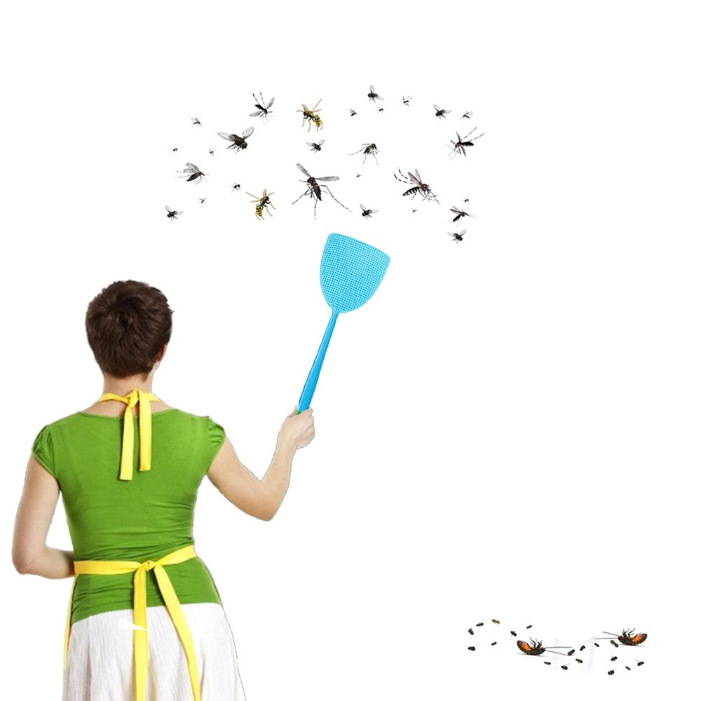 6Pcs Plastic Manual Fly Swatter with Long Handle