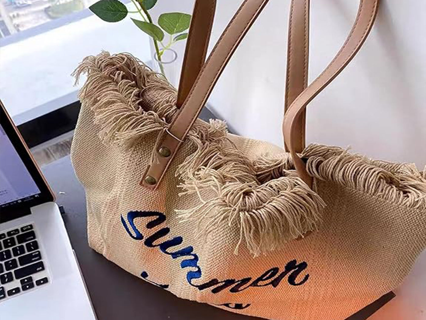 Women's Tassel Canvas Tote Bag