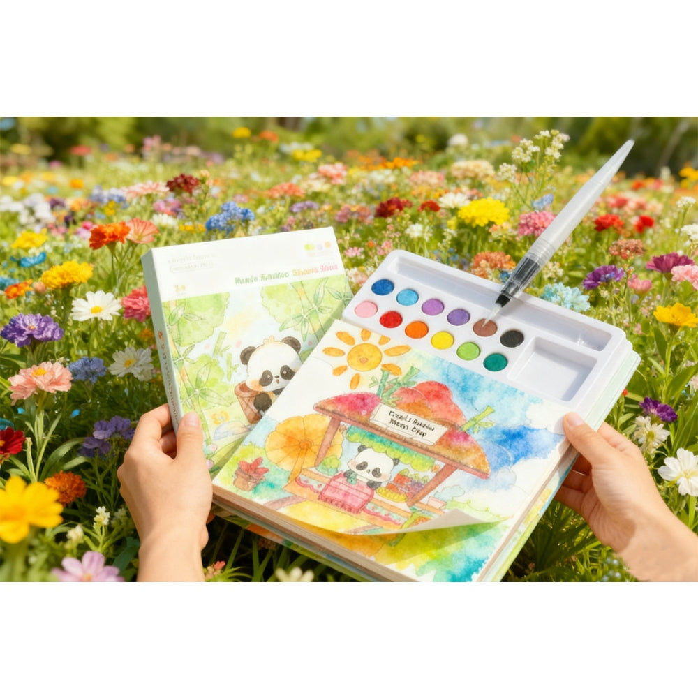 Watercolor Colouring Book with 12-Color Pigment Color Blocks