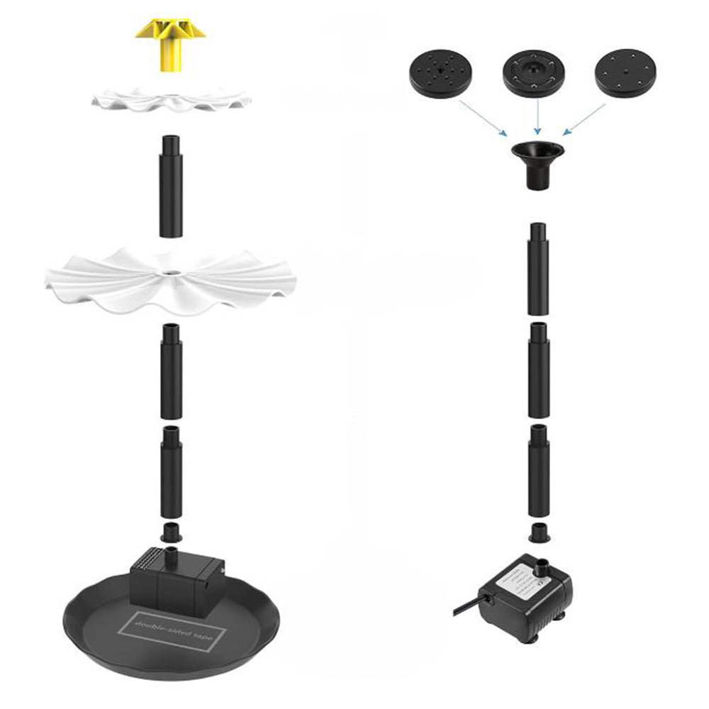 2.5W 3 Tiered Multifunctional Solar Bird Bath Fountain for Courtyard Patio Balcony