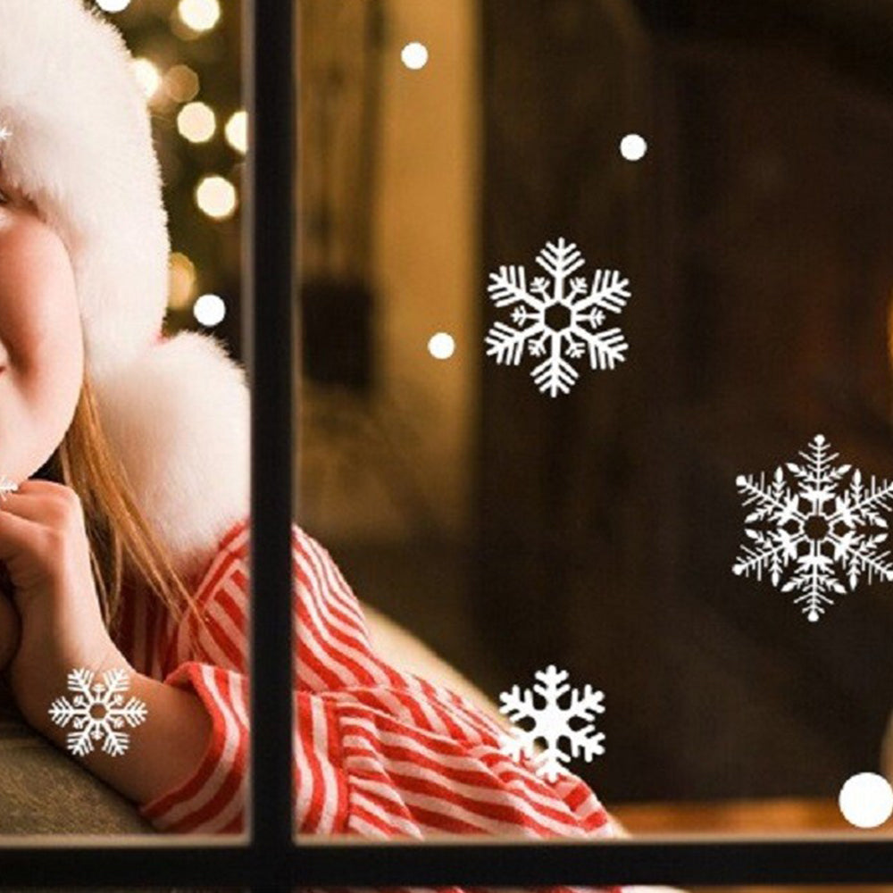 186pcs Reusable Christmas Window Snowflake Stickers Clings Decal Decorations