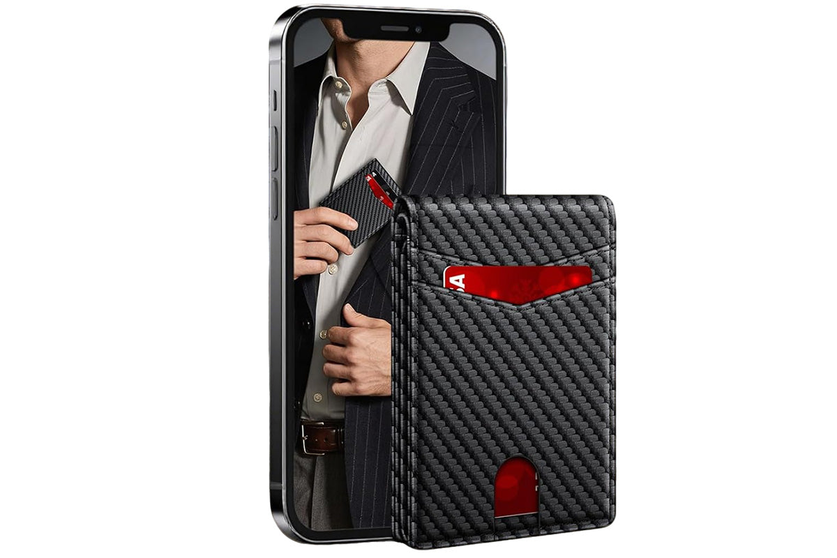 Men Slim RFID Shielding Microfiber Wallet Credit Card Holder Money Clip