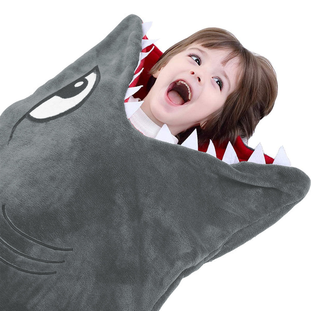 Shark Sleeping Bag Double Layer Plush Animal Blanket Pajamas Hoodie