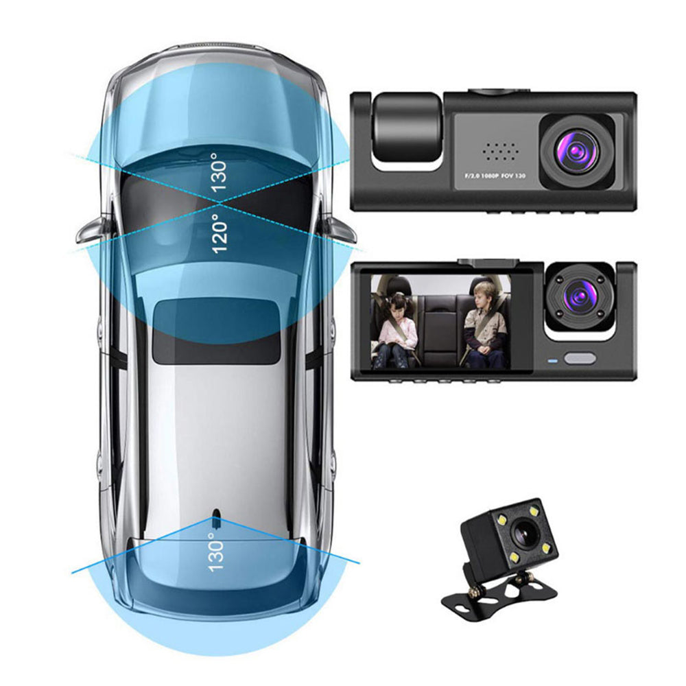 Car Dash Cam Front and Rear Inside 3 Cameras 1080P Car Rearview Mirror