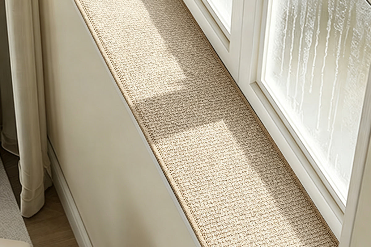 Faux Linen Window Sill Protector Mat Anti-Scratch Window Sill Cover for Bay Window Balcony