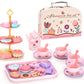 Pretend Play Tea Party Set with Dessert and Carrying Case for Role Play