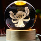 Stitch Inspired Laser Carving 3D Crystal Ball Night Light