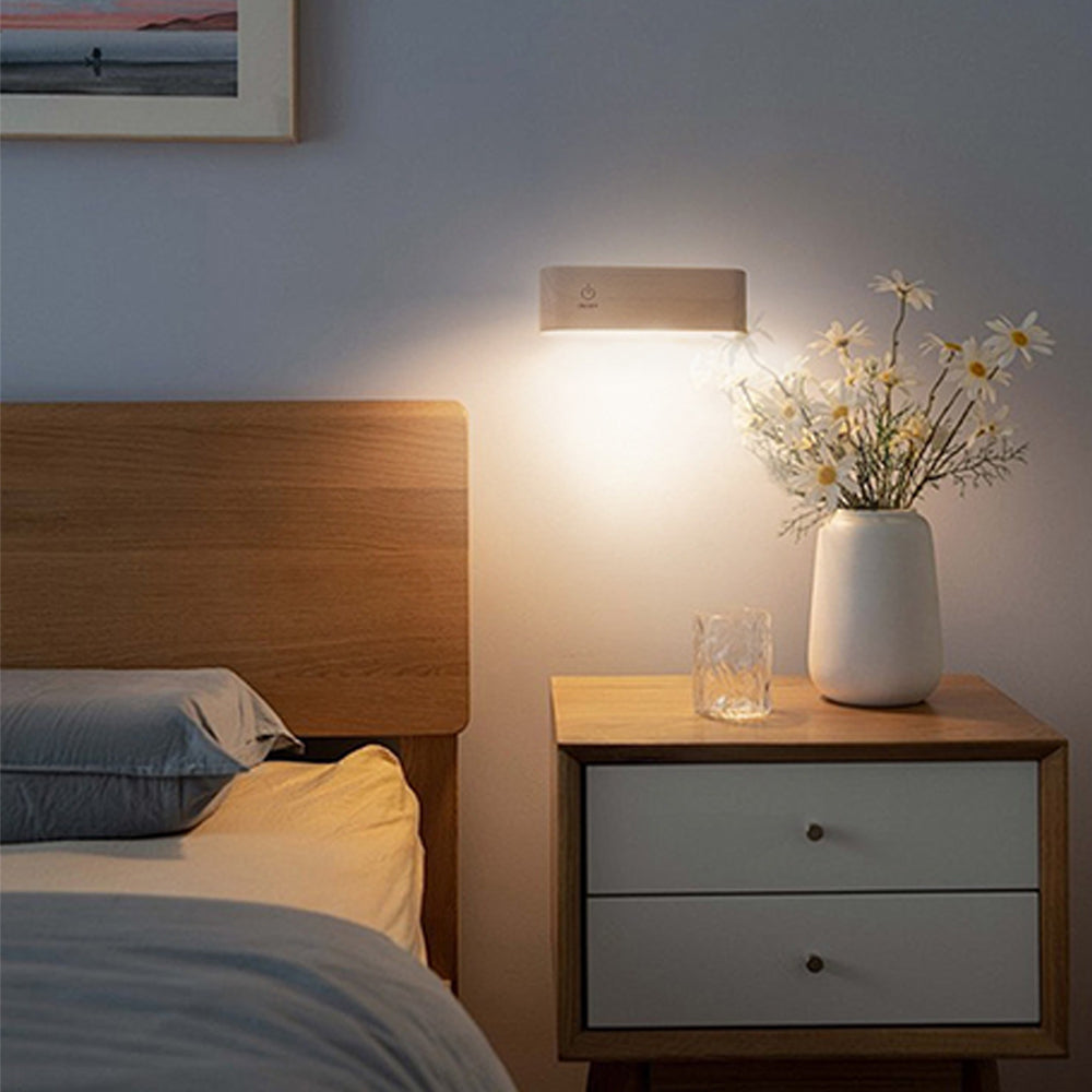 2Pcs Battery Operated Wall Sconce Wooden kidic Night Light Rotatable Cordless Wall Lamp