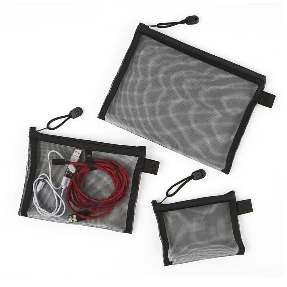 8 Piece Black Mesh Travel Organizer Bag Set in 4 Sizes