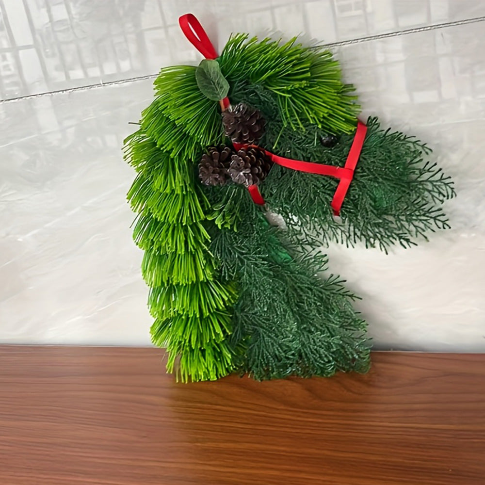 Artificial Horse Head Shaped Christmas Wreath for Door and Wall Decor