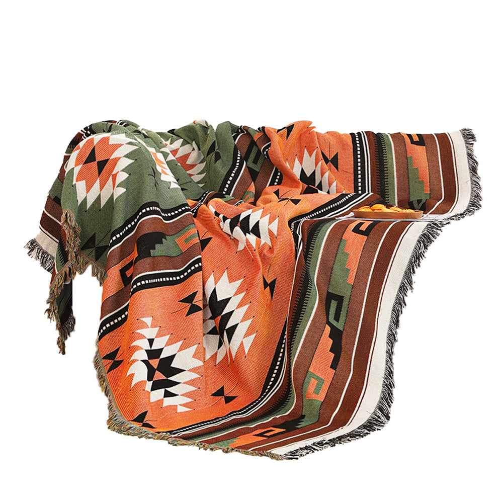 130x160cm Aztec Throw Blanket Bohemian Sofa Throw Blanket with Tassels