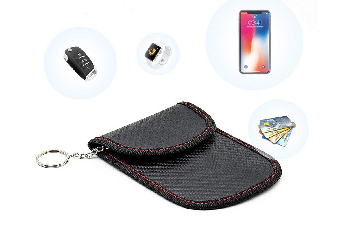 Carbon Fiber RFID Car Key Case & Anti-Theft Pouch Set