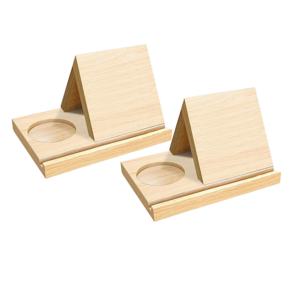 2Pcs Portable Wooden Triangle Bookshelf Book Stand Holder