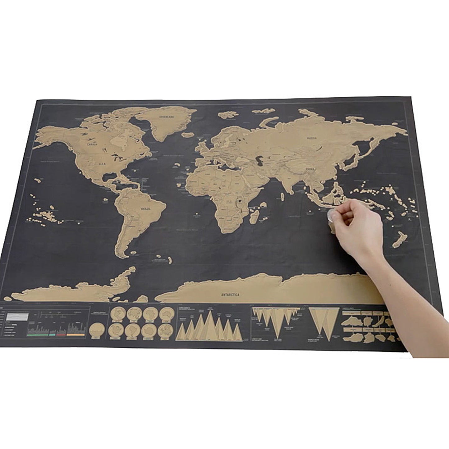 82x60CM/42x30CM Scratch Off Colored World Map with Scratch Accessories Kit-Continental Style