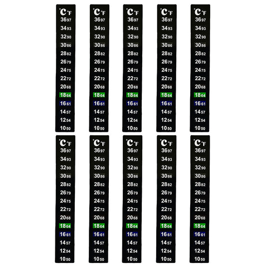 10Pcs Aquarium Thermometer Fish Tank Stickers Temperature Strip Dual Scale Stickers