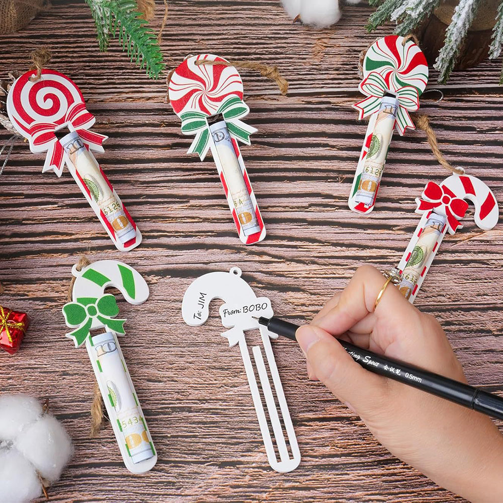 12 Piece Engineered Wood Christmas Money Holder Ornaments
