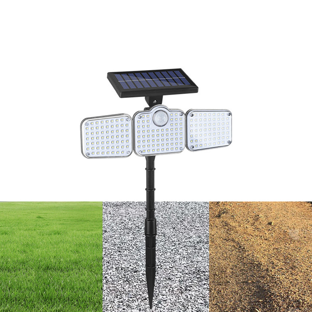 3 Head 321 LED Solar Motion Sensor Outdoor Garden Wall Protective Flood Light