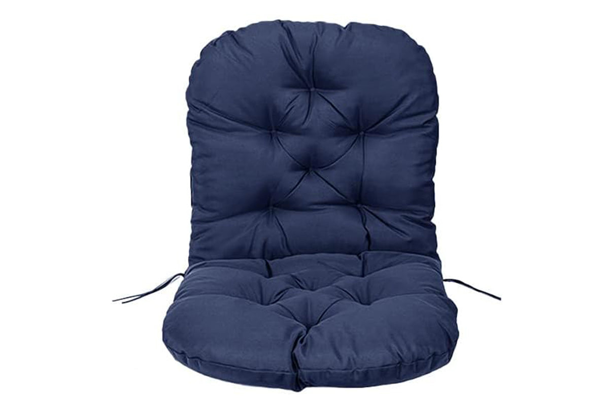 Solid Twill Swivel Rocker Chair Cushion High Back Water Resistant Pad-Navy