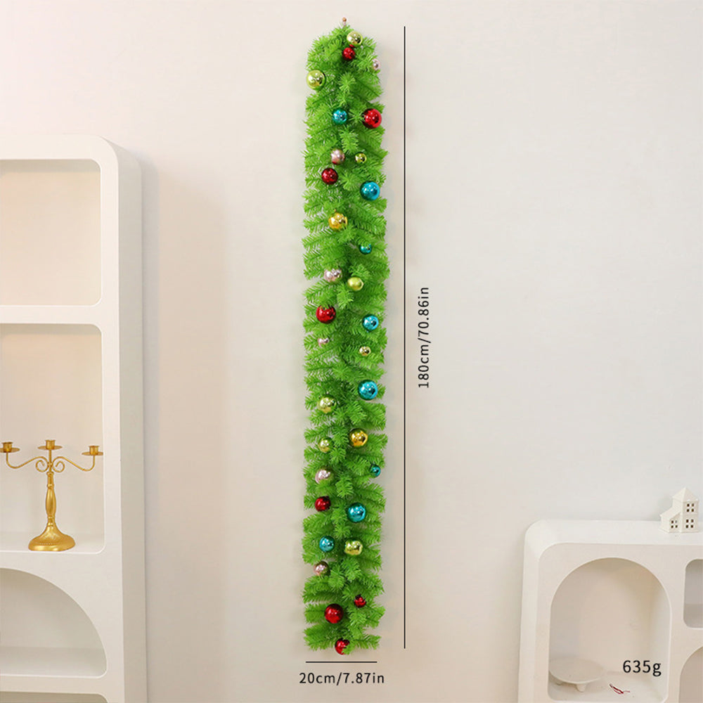 180cm Christmas Garland Lush Green Holiday Garland with Bells