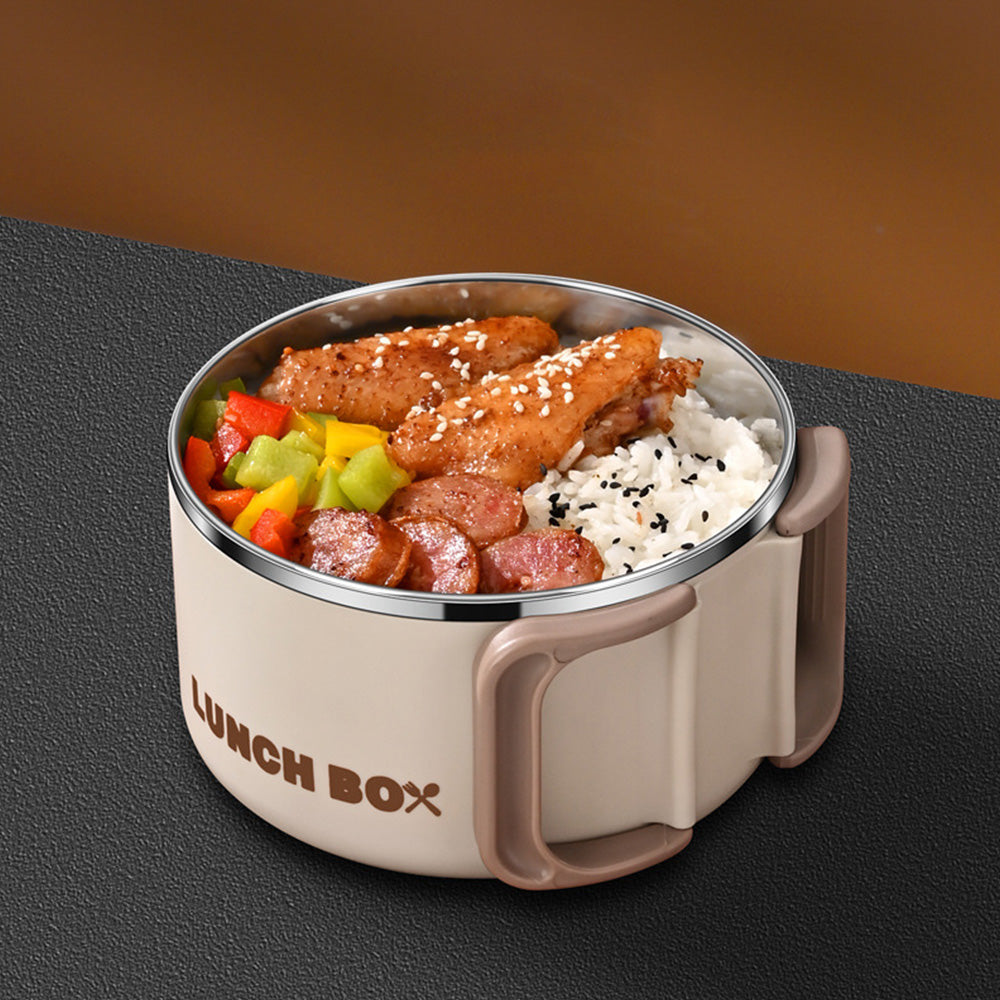 1200ML Large Ramen Bow with Lid Spoon Storage Bag Stainless Steel Food Container for Microwave