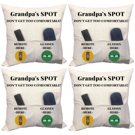 4Pcs Pillowcase with 2-Pocket for Sofa Home Decoration