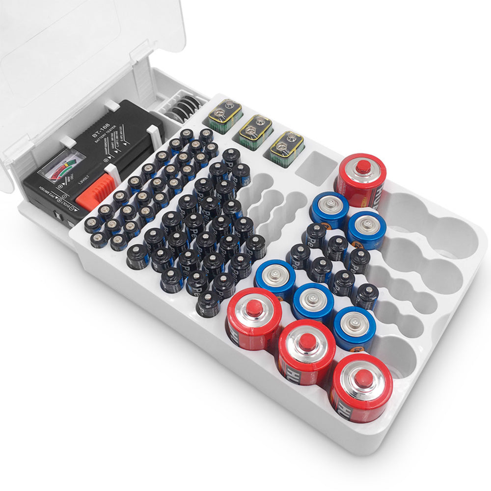 93 Slot Battery Organizer Case with Tester Storage Box for Home Use