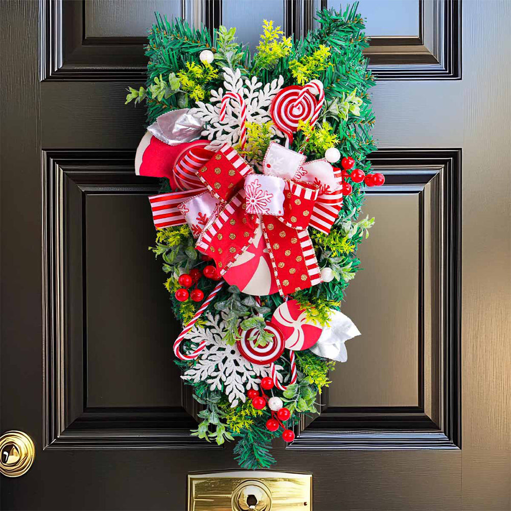25x6x50cm Christmas Wreath Candy Cane Ornament Hanging Xmas Door Wall Decor