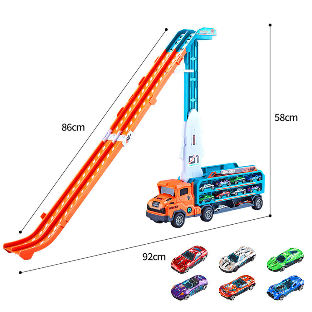 Carrier Truck Transport Car Toys Foldable 3 Layer Car Race Track Toys With 6 Toy Cars