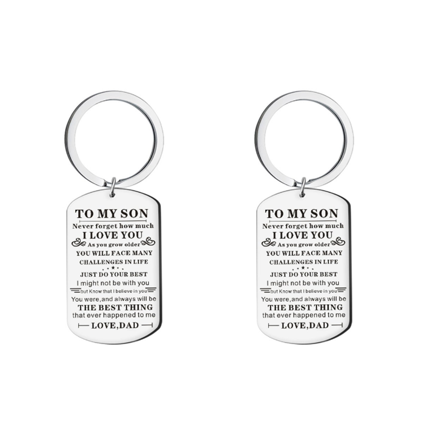 Stainless Steel Inspirational Keychain to My Son from Dad with Keyrings