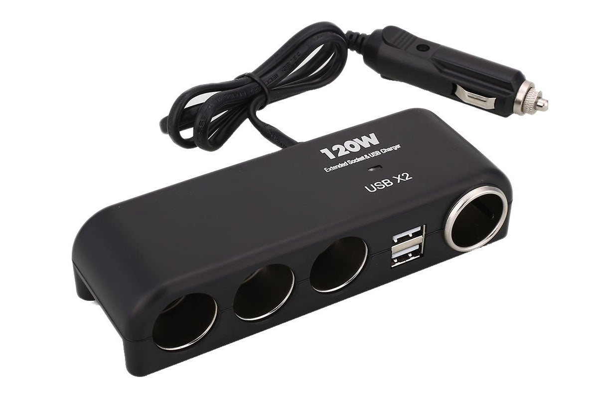 6in1 Car Charger with Dual USB and Cigarette Lighter Socket for 12V 24V Vehicles