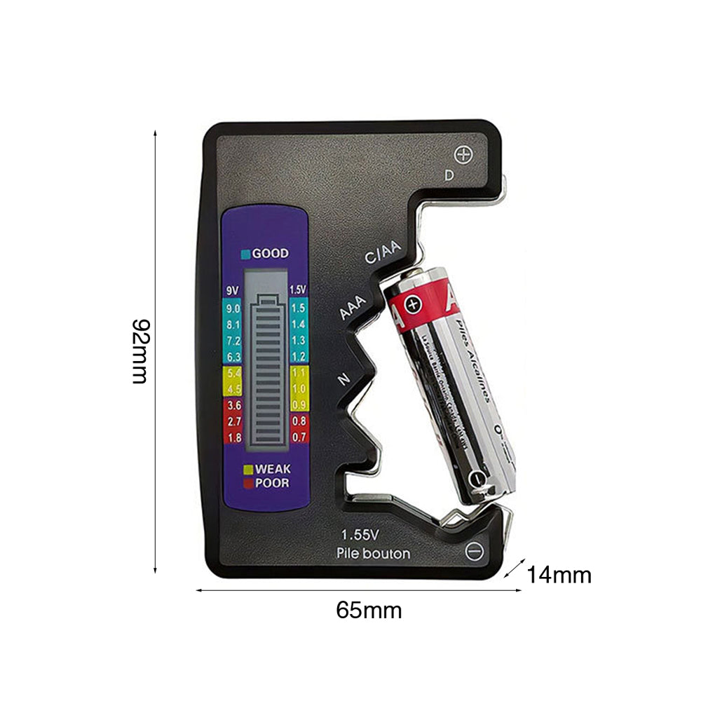 2Pcs Universal LCD Digital Battery Tester Battery Checker