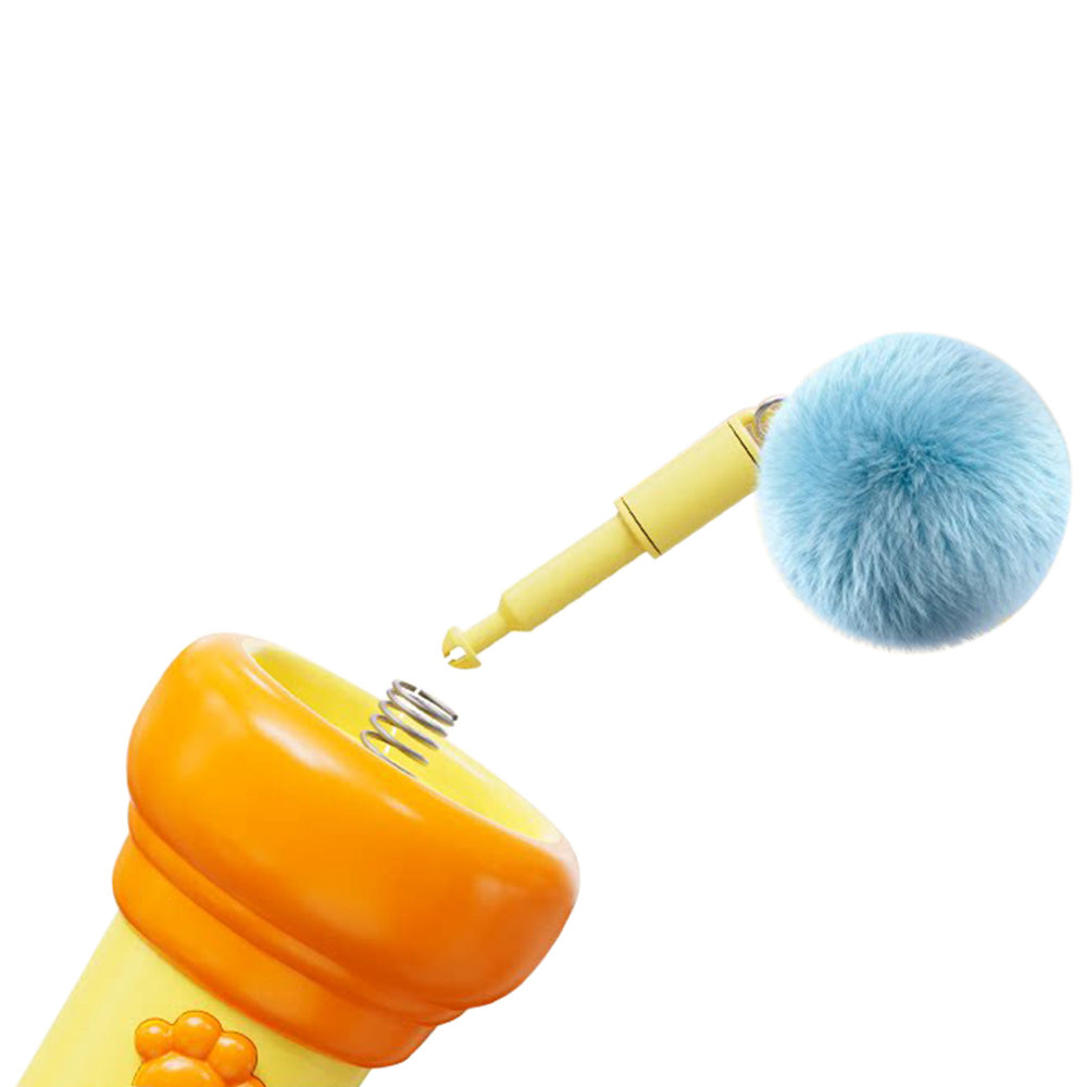 Automatic Cat Teaser Launcher with Retractable Cord and 2 Plush Balls for Cats Dogs