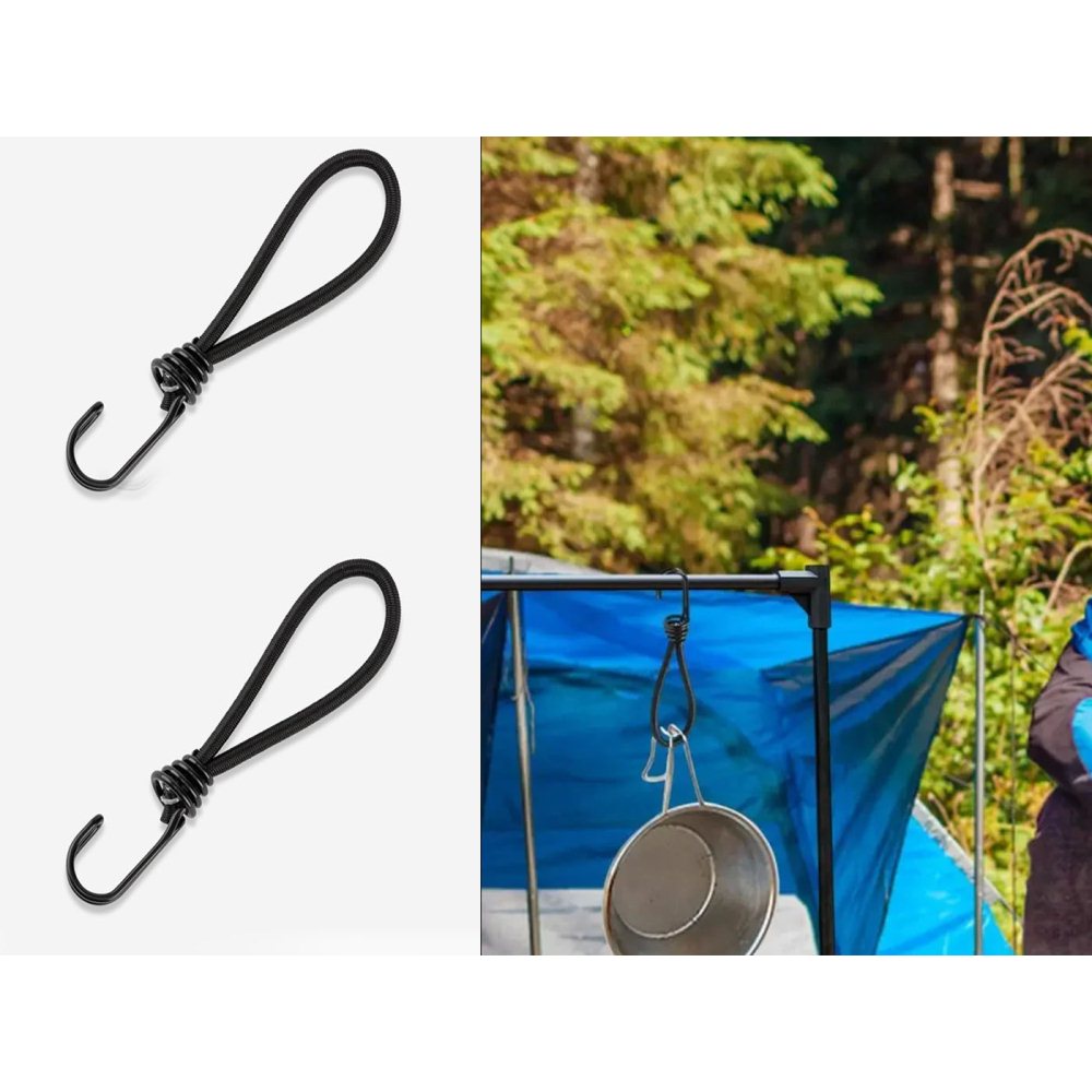 4Pcs Outdoor Camping Tent Elastic Cords with Hooks
