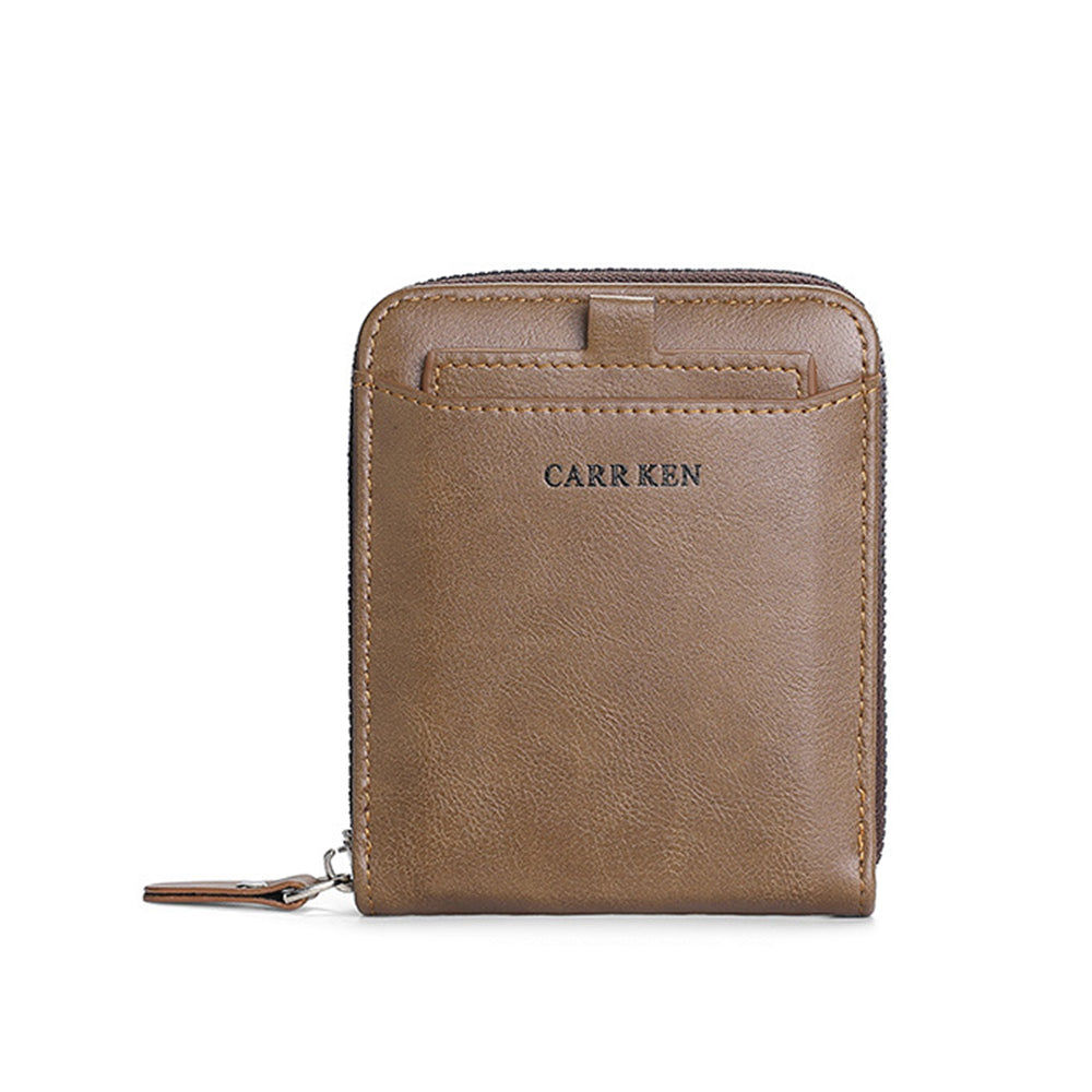 Men RFID Blocking PU Zipper Bifold Wallet Credit Card ID Holder