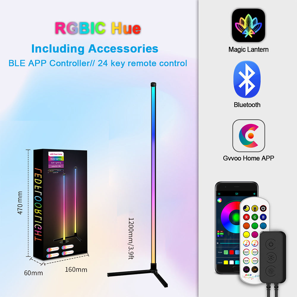 120CM RGB Bluetooth Mobile Phone App Control Corner Floor Lamp