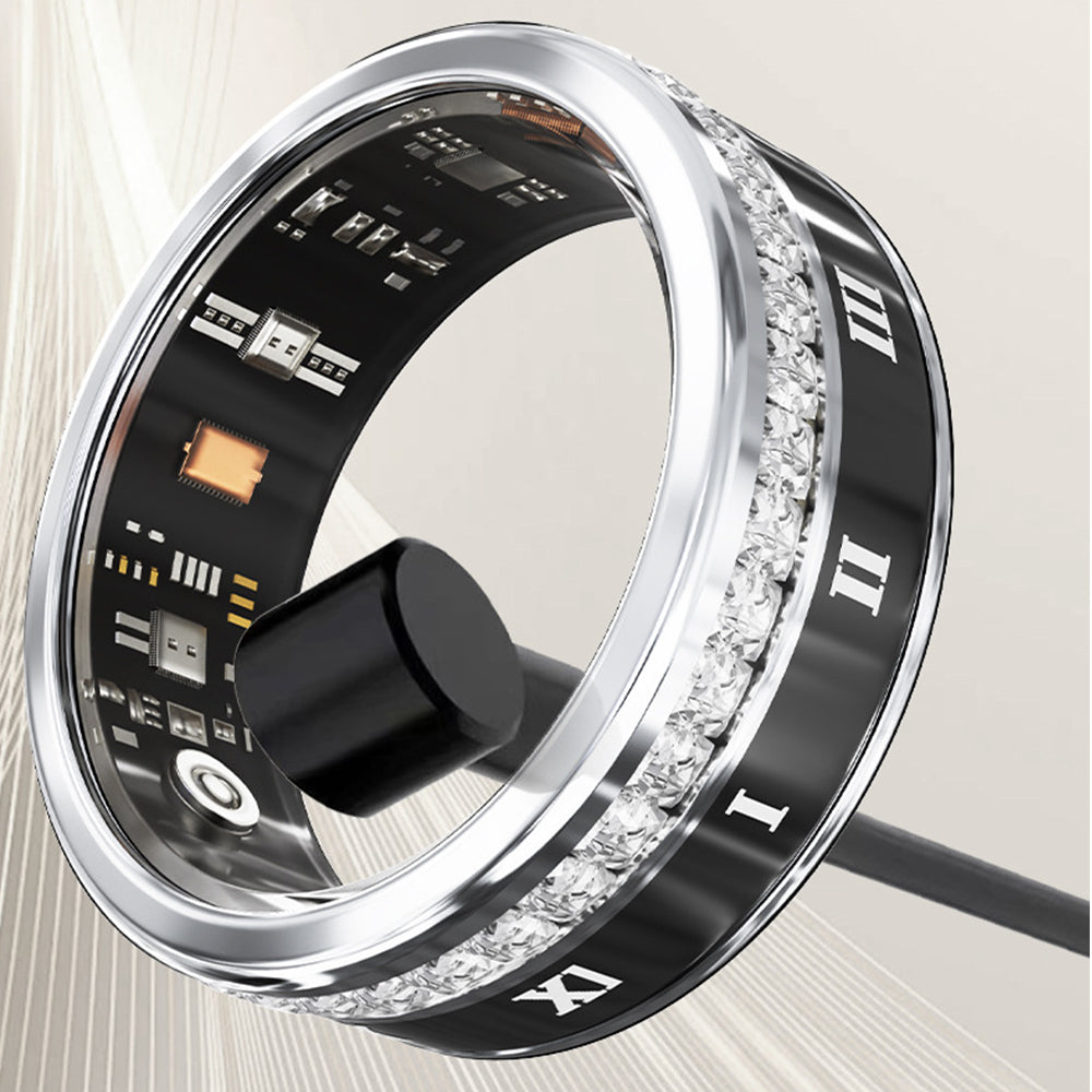 Smart Fitness Ring Health Rings Fitness Tracker Ring with Heart Rate Sleep Monitoring-Silver